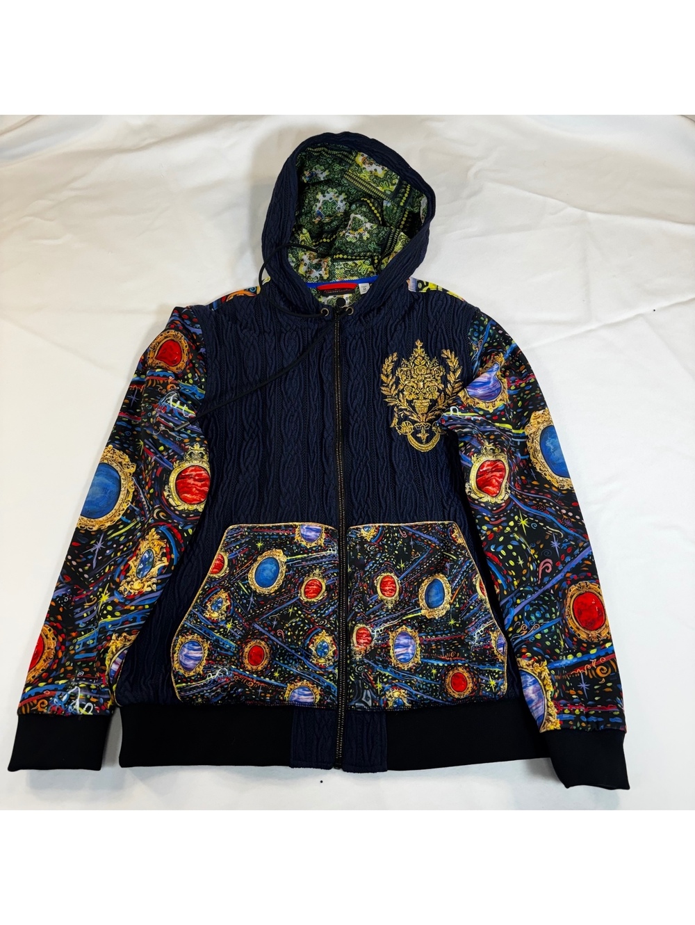 Robert Graham Sun Moon Limited Edition Jacket M Quilted Zip Hoodie Skull Crest